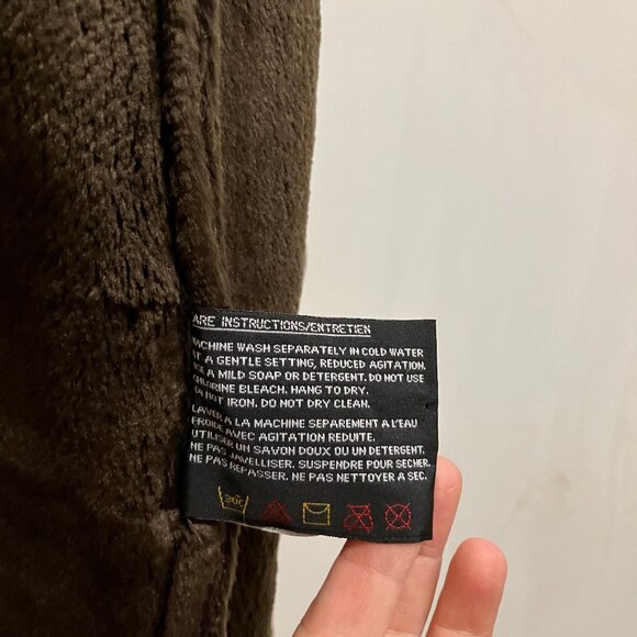 Simon Chang Hooded Winter Coat Brown Faux Suede & Faux Fur Shearling Lining Y2K - Picture 10 of 10